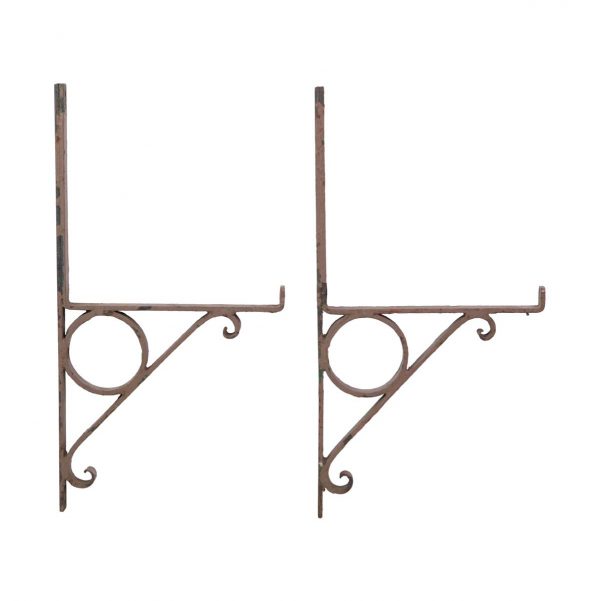 Shelf & Sign Brackets - Vintage Brown Painted Steel Shelf Brackets