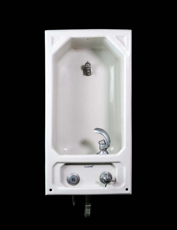 Statues & Fountains - 1940s Standard Art Deco Porcelain Wall Mount Recessed Drinking Fountain