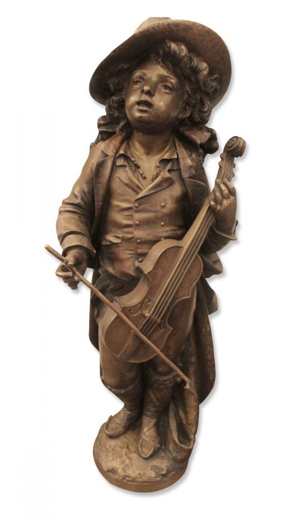 Statues & Sculptures - 19th Century Violin Player in Bronze by Adolph Maubach