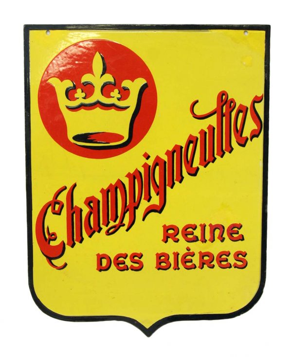 Vintage Signs - European Two Sided Champigneulles Queen of Beer Wall Sign