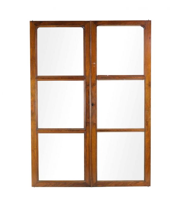Cabinet Doors - Pair of 3 Lites Wood Cabinet Doors 69 x 51