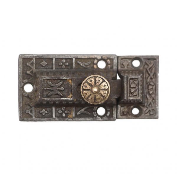 Cabinet & Furniture Latches - Aesthetic 3.25 in. Antique Cast Iron Cabinet Latch with Bronze Knob