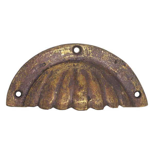 Cabinet & Furniture Pulls - Vintage 3.375 in. Brass Patina Scalloped Cup Pull