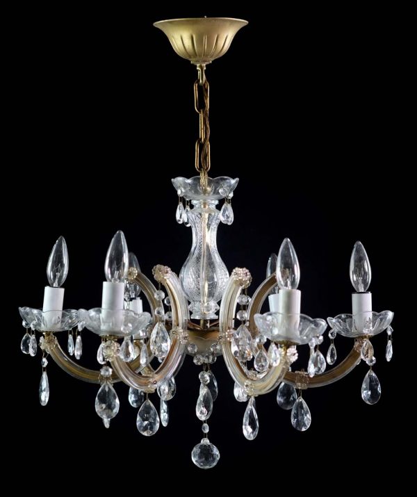 Chandeliers - Crystal & Brass 6 Glass Arms Marie Therese Chandelier