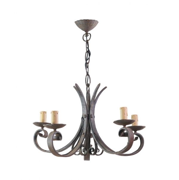 Chandeliers - Imported Wrought Iron 5 Arm French Rustic Chandelier
