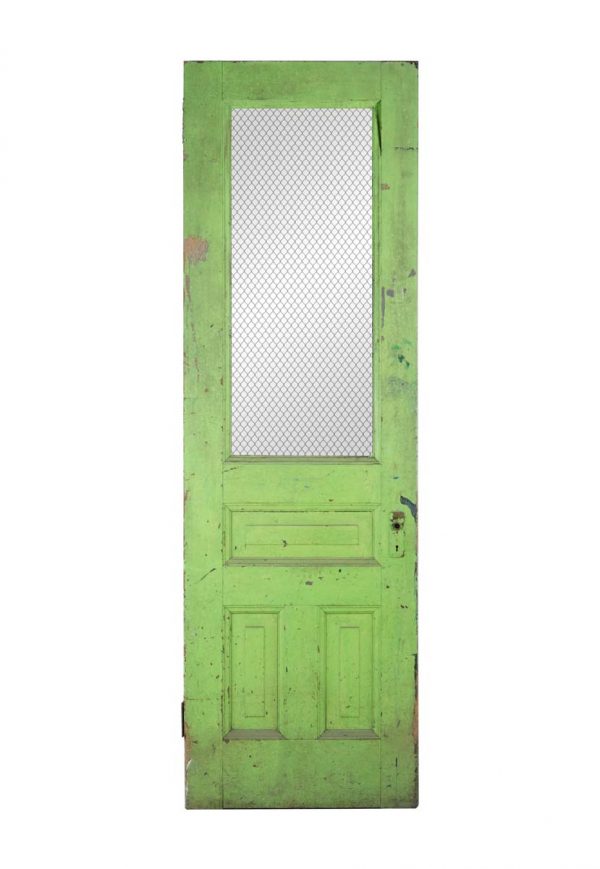 Commercial Doors - Antique Half Chicken Wire Glass Lite 3 Pane Passage Door 95 x 23