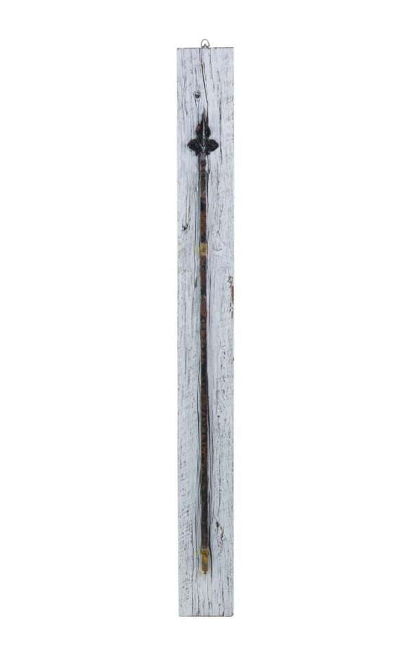 Decorative Metal - Wrought Iron Fleur De Lis Spear Mounted on Rustic Wood