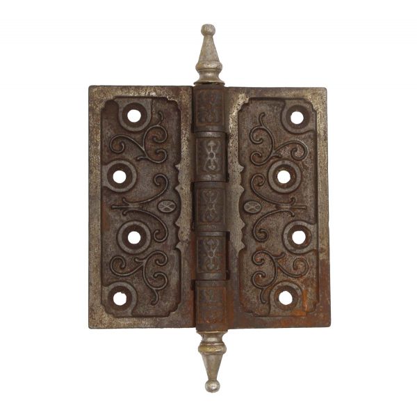 Door Hinges - Victorian Cast Iron Butt Door Hinge with Nickeled Brass Steeple Tips