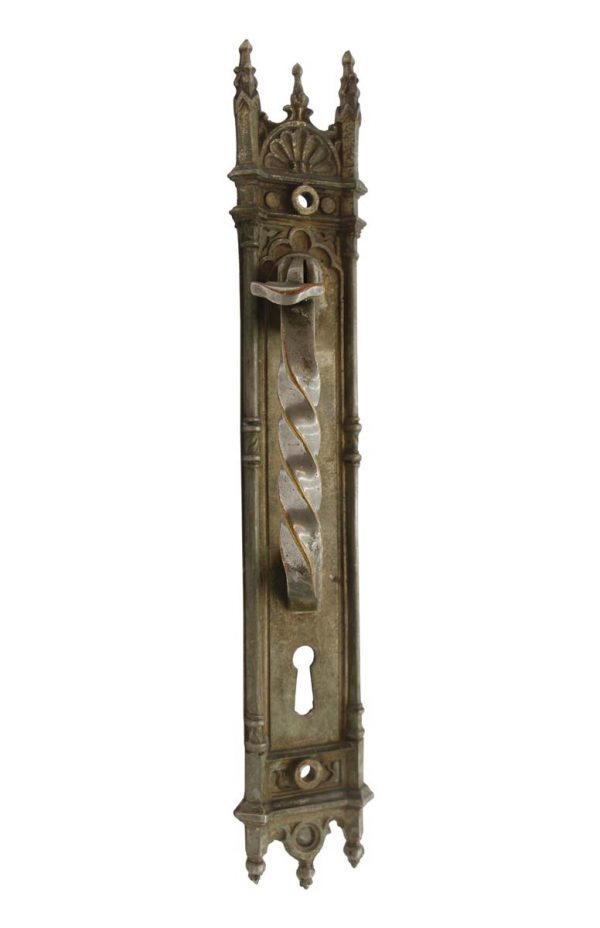 Door Pulls - Antique 12.75 in. Gothic Nickel Plated Bronze Door Pull