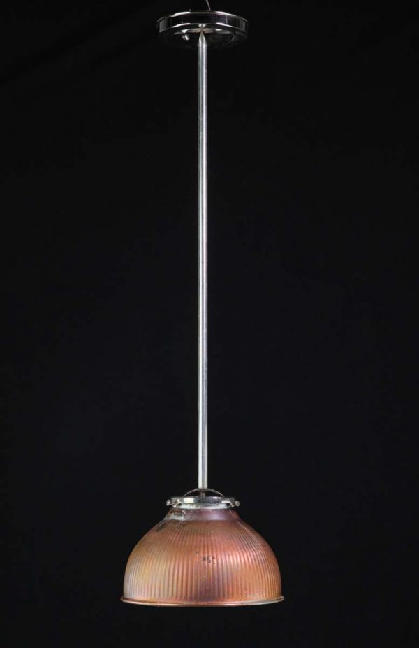 Down Lights - 1910s X-Ray Coppered Shade Polished Nickel Pole Pendant Light