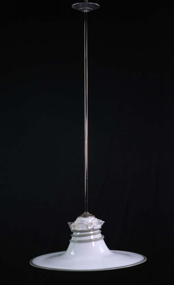 Down Lights - Hand Blown White Vetri Murano Glass Nickel Pole Pendant Light