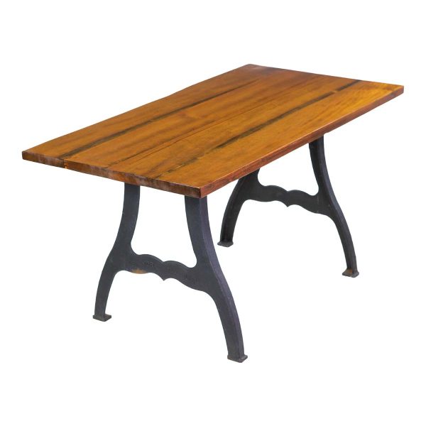 Farm Tables - Antique 5 ft Pine Dining Table with Cast Iron New York Legs