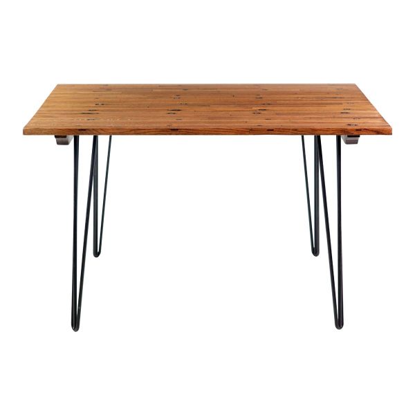 Farm Tables - Handmade 4 ft Oak Industrial Flooring Hairpin Legs Dining Table