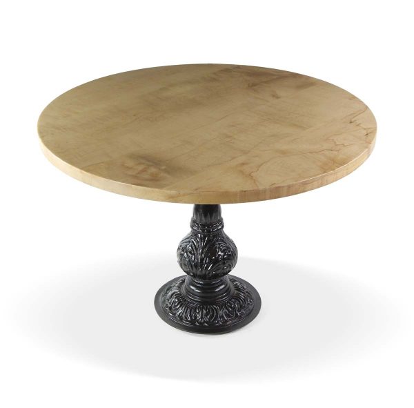 Farm Tables - Handmade 43.5 in. Round Maple Cast Iron Pedestal Base Table