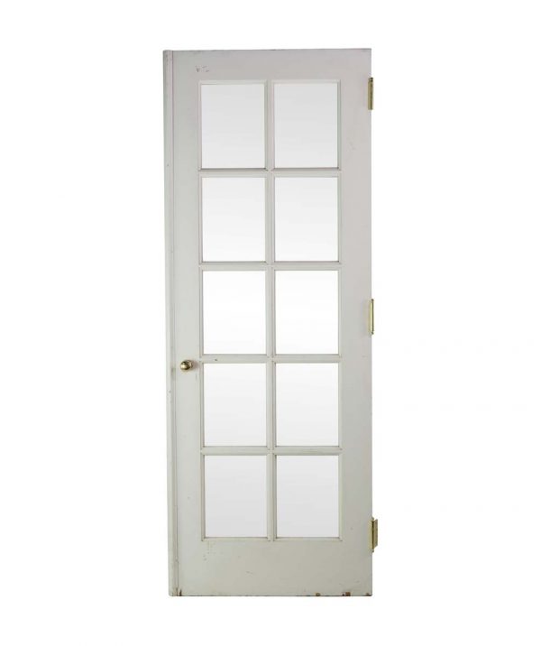 French Doors - Vintage 10 Glass Lite Painted Wood French Door 81 x 30