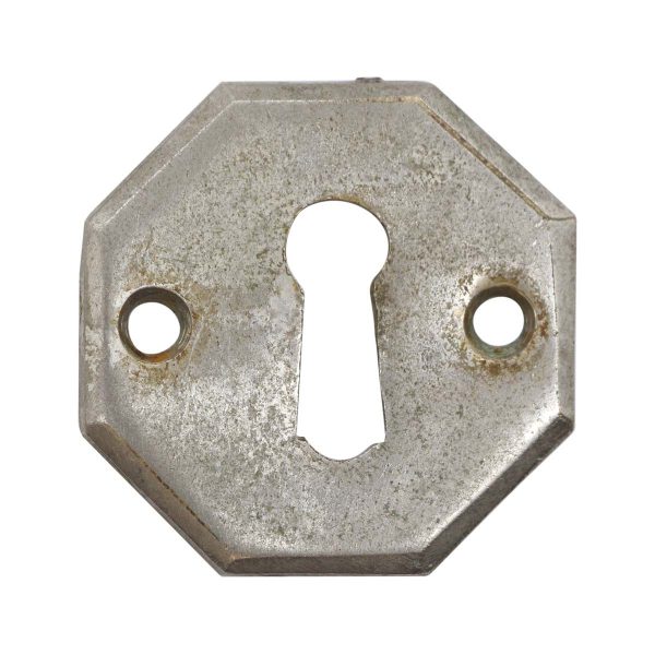Keyhole Covers - Vintage Nickel Plated Brass 1.625 in. Octagon Keyhole Cover