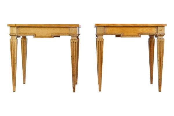 Living Room - Pair of Vintage Baker Furniture Light Tone Wood Side Tables