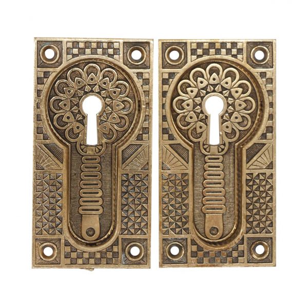 Pocket Door Hardware - Pair of Aesthetic Polished Bronze Pocket Recessed Door Pulls