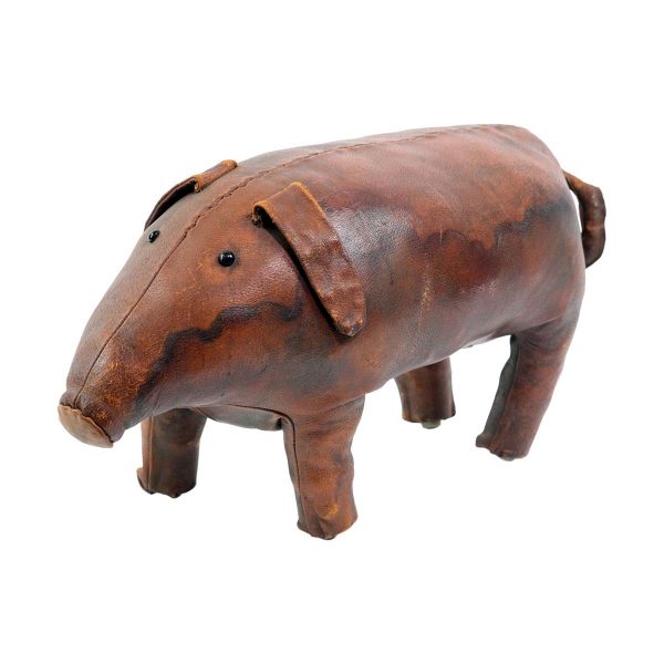 Statues & Sculptures - Antique Hand Sewn Large Leather Pig