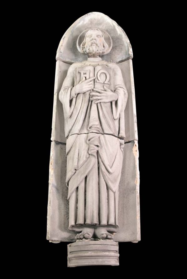 Stone & Terra Cotta - Art Deco Statue of Christ with Alpha and Omega New York City