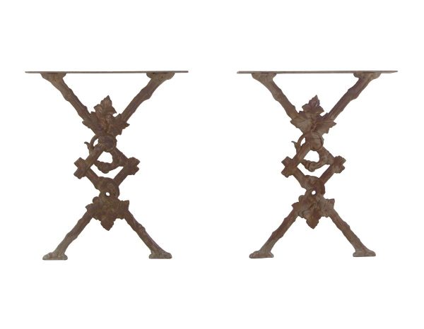 Table Bases - Pair of Cast Iron Ornate Table Leg Bases