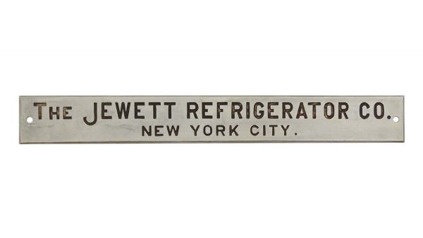 Vintage Signs - Vintage Nickel Plated Brass Jewett Refrigerator Co. Sign