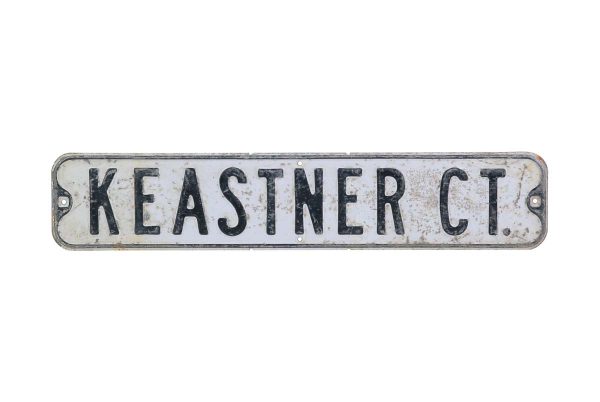 Vintage Signs - White & Black Enameled Steel Keastner CT. Street Sign