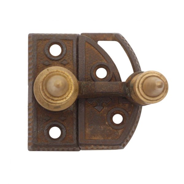 Window Hardware - Cast Iron High Profile Brass Tips Cabinet Window Lock