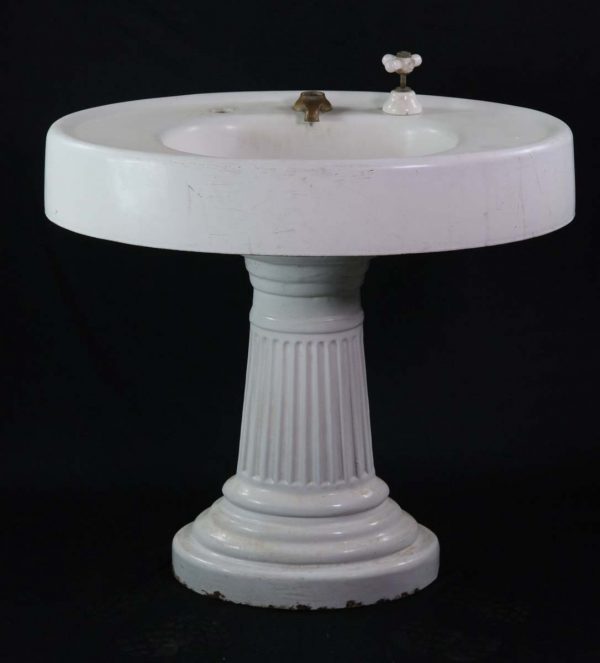 Bathroom - Antique Rare Cast Iron Oval Pedestal Sink with Fluted Base