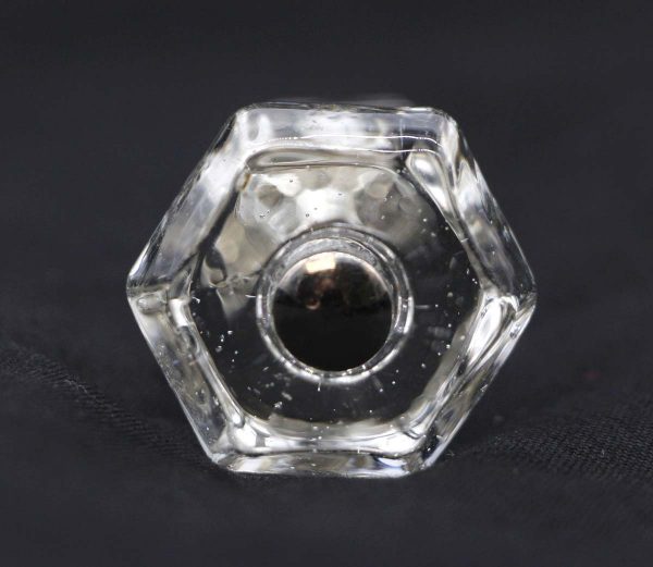 Cabinet & Furniture Knobs - 1.125 in. Vintage Hexagon Clear Glass Drawer Cabinet Knob