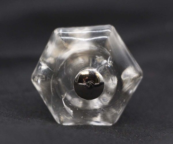Cabinet & Furniture Knobs - 1.25 in. Vintage Hexagon Clear Glass Drawer Cabinet Knob