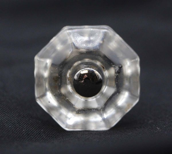 Cabinet & Furniture Knobs - 1.5 in. Vintage Octagon Clear Glass Drawer Cabinet Knob