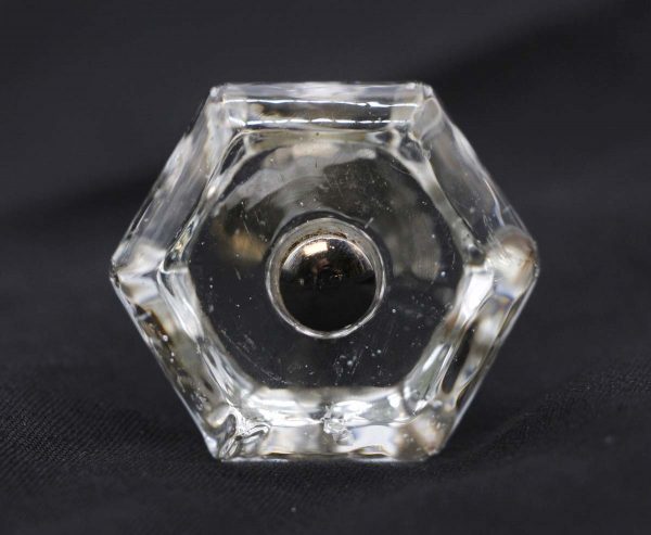 Cabinet & Furniture Knobs - Vintage Clear Glass 1.5 in. Hexagon Drawer Cabinet Knob