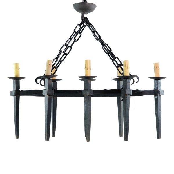 Chandeliers - Antique Black Wrought Iron 8 Arm French Chandelier