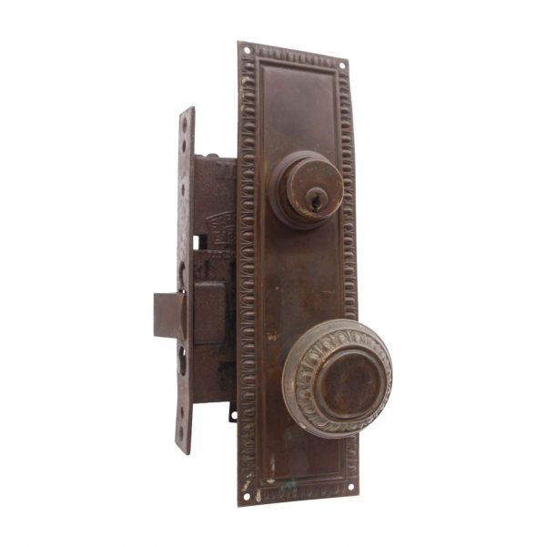 Door Knob Sets - Egg & Dart Brass Door Knob & Plate Set with Sargent Mortise Lock