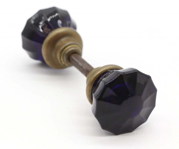 Door Knobs - Antique Collectors Pair of Dark Purple Fluted Glass Doorknobs