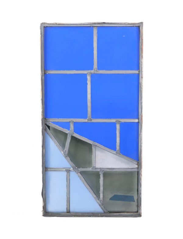 Exclusive Glass - Robert Sowers Blue White & Gray Mid Century JFK Glass Window