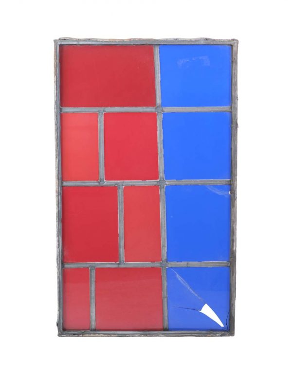 Exclusive Glass - Robert Sowers Red & Blue Mid Century JFK Glass Window
