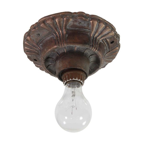 Flush & Semi Flush Mounts - Art Nouveau Copper Finish Single Bulb Flush Mount Light