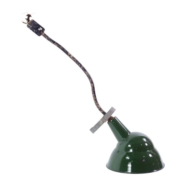 Industrial & Commercial - 14 in. Green Enameled Steel Industrial Factory Curved Pole Pendant Light