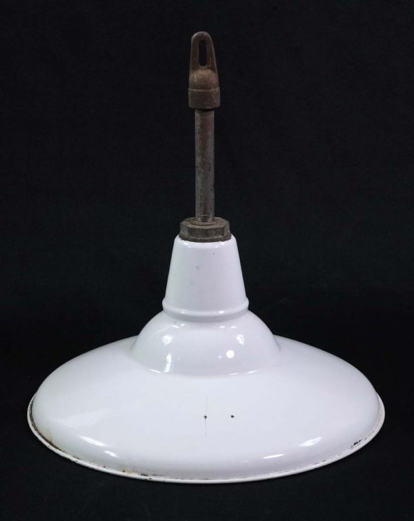 Industrial & Commercial - 16 in. White Enameled Steel Industrial Factory Pole Pendant Light