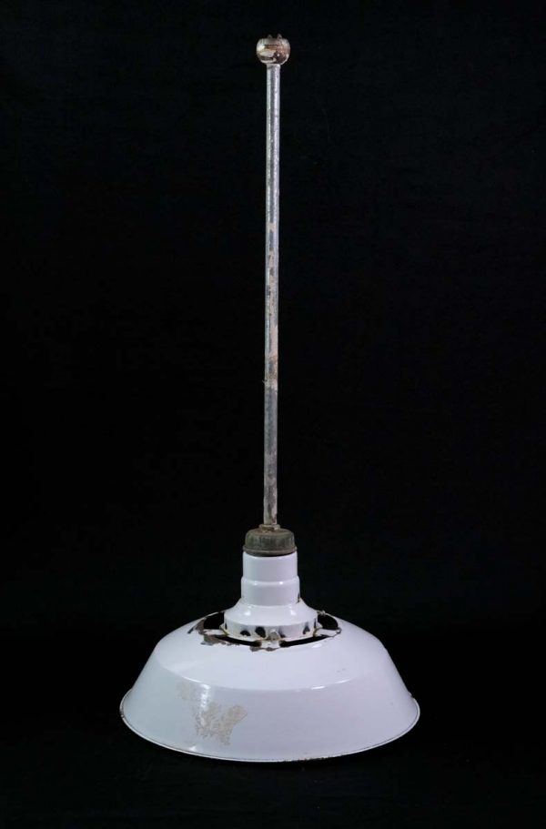 Industrial & Commercial - 20.5 in. White Steel Industrial Factory Pole Pendant Light