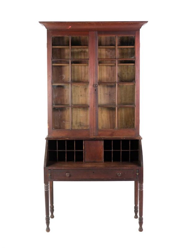 Office Furniture - Wavy Glass Civil War Era American Walnut Postal Desk