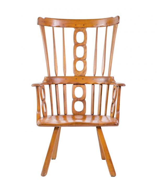 Seating - 1950s Solid Carved Maple Chair with Bent Wood Back