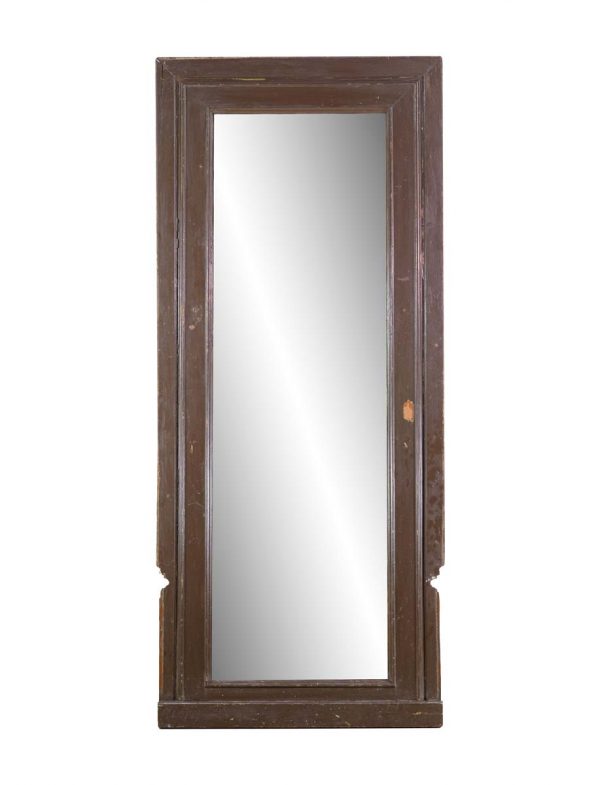 Antique Mirrors - 8 ft Wood Framed Brown Painted Dressing Mirror