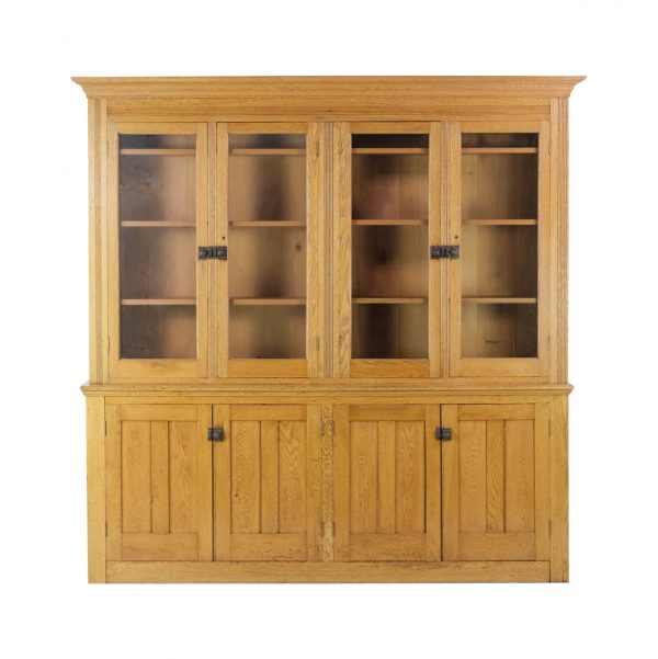 Cabinets - Oak Hutch Cabinet with Original Glass Doors & Shelves