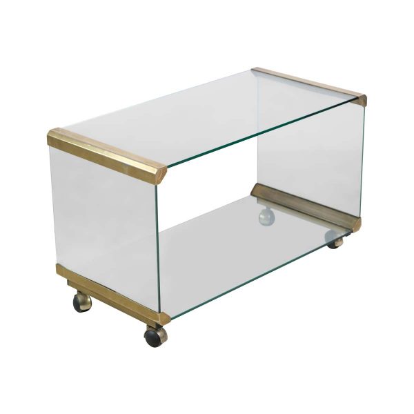 Carts - European Rectangle Italian Glass & Brass Bar Cart