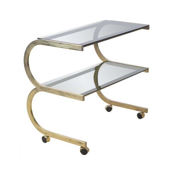 Carts - Prandini Italian Brass Plated Steel Bauhaus Bar Cart