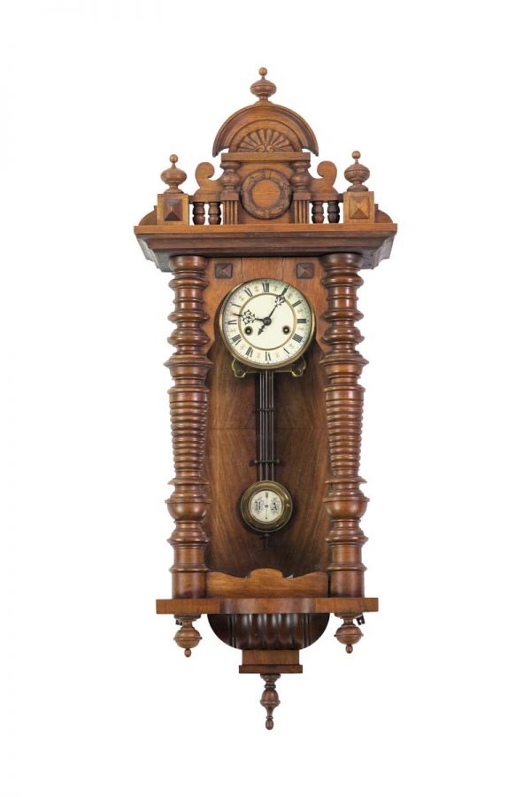 Clocks  - Antique Carved Oak Grandmother Wall Clock