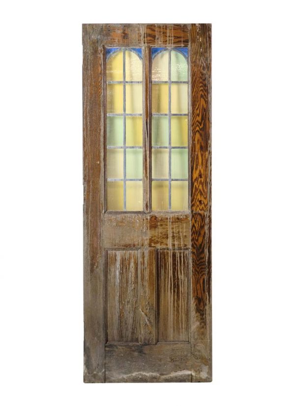 Commercial Doors - Roman Arch Stained Glass Lites Oak Door 83.75 x 30